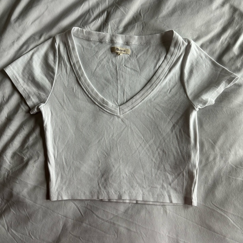 Madewell New Supima Cotton Cropped White Tee